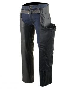 Motorcycle Pants & Chaps Milwaukee Leather LKM5781 Men's Black Leather Classic Chaps With Jean Pockets