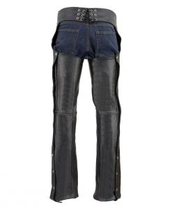 Motorcycle Pants & Chaps Milwaukee Leather LKM5781 Men's Black Leather Classic Chaps With Jean Pockets