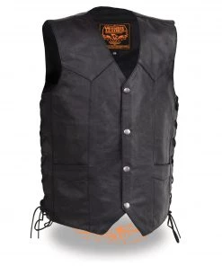 Milwaukee Leather LKY3860 Youth Size Black Leather Side Lace Biker Vest Kid's Gear