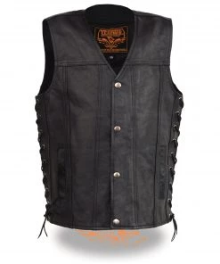 Milwaukee Leather LKY3870 Youth Size Snap Front And Side Laces Leather Vest Kid's Gear
