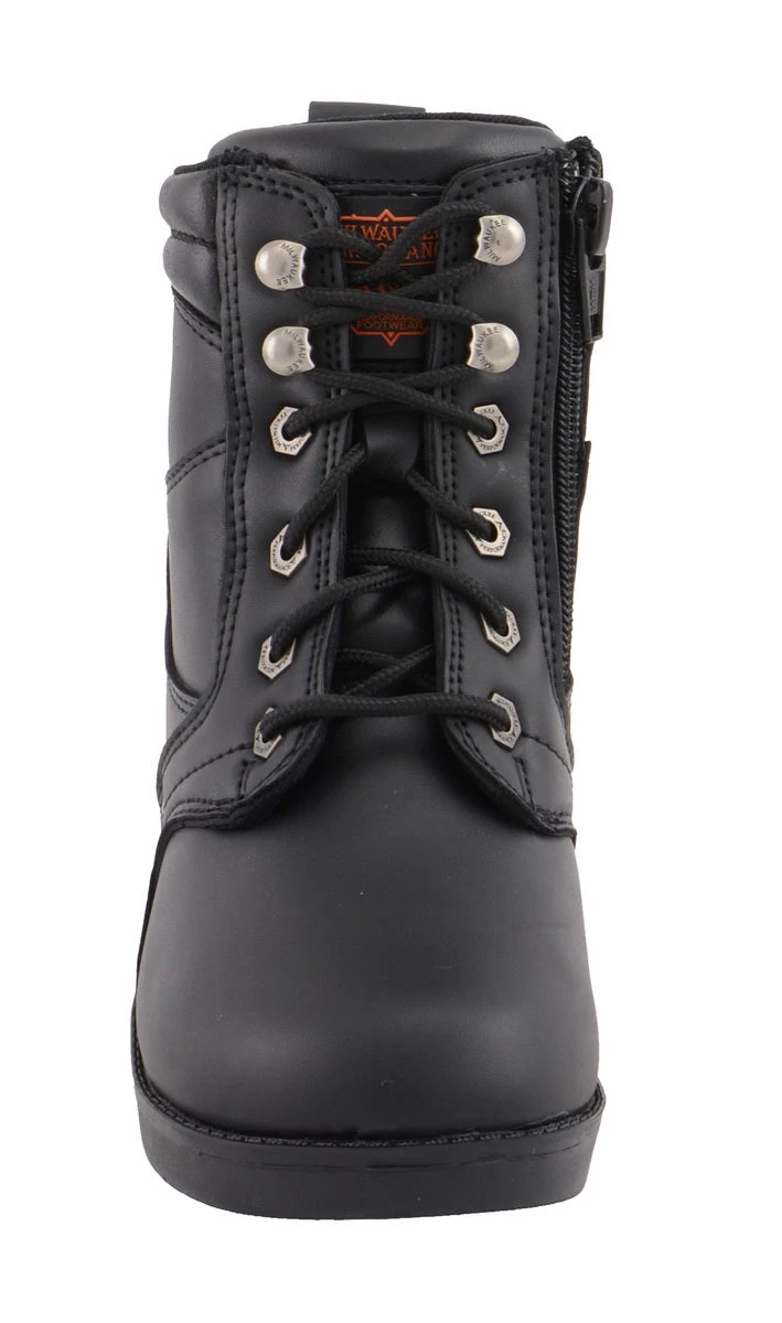 Milwaukee Leather MBK9265 Boys Black Lace-Up Boots With Side Zipper Entry