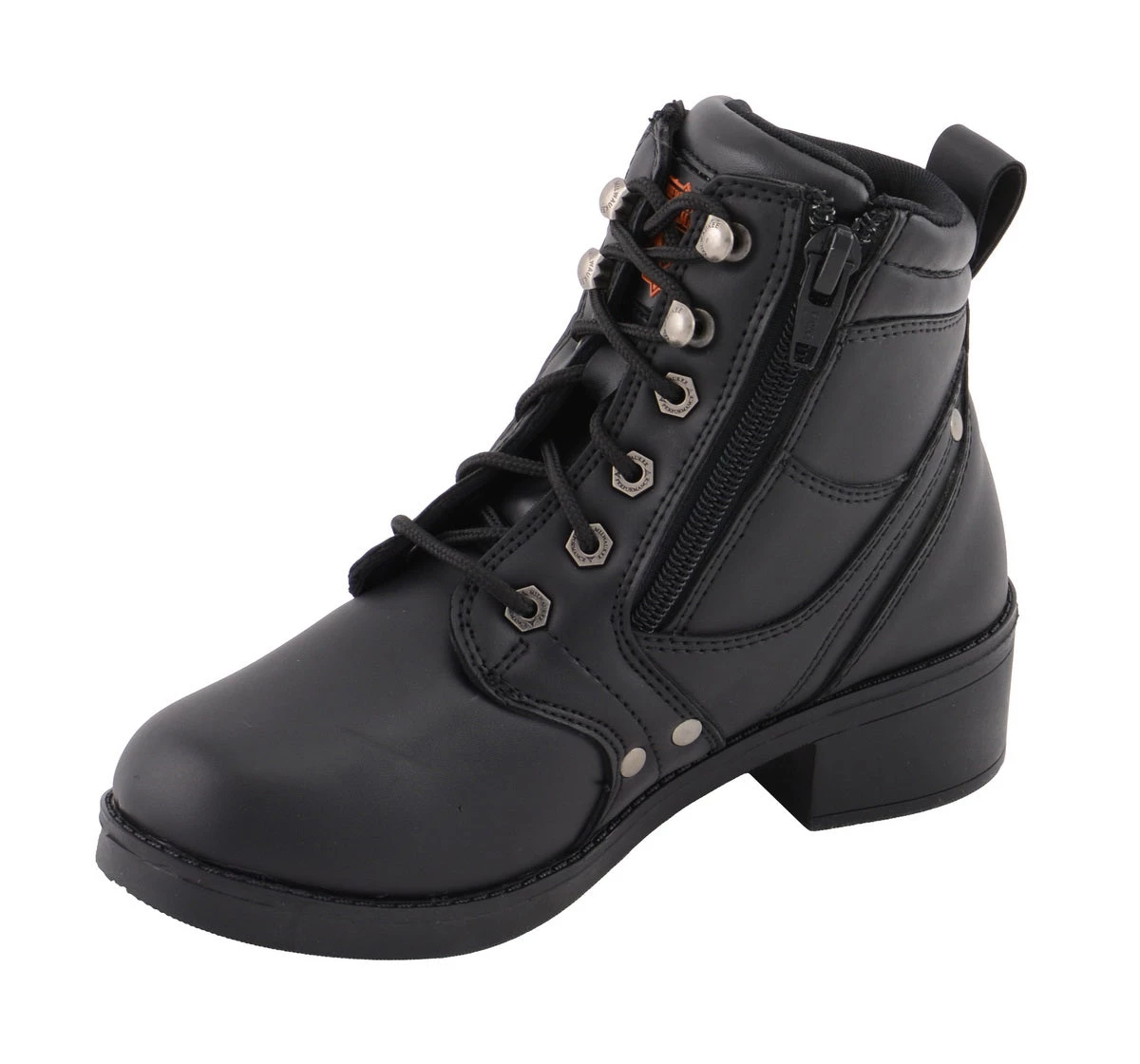 Milwaukee Leather MBK9265 Boys Black Lace-Up Boots With Side Zipper Entry