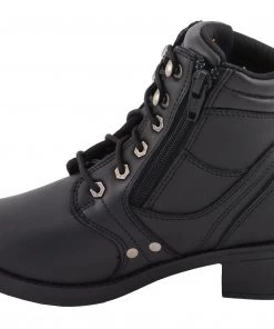 Milwaukee Leather MBK9265 Boys Black Lace-Up Boots With Side Zipper Entry
