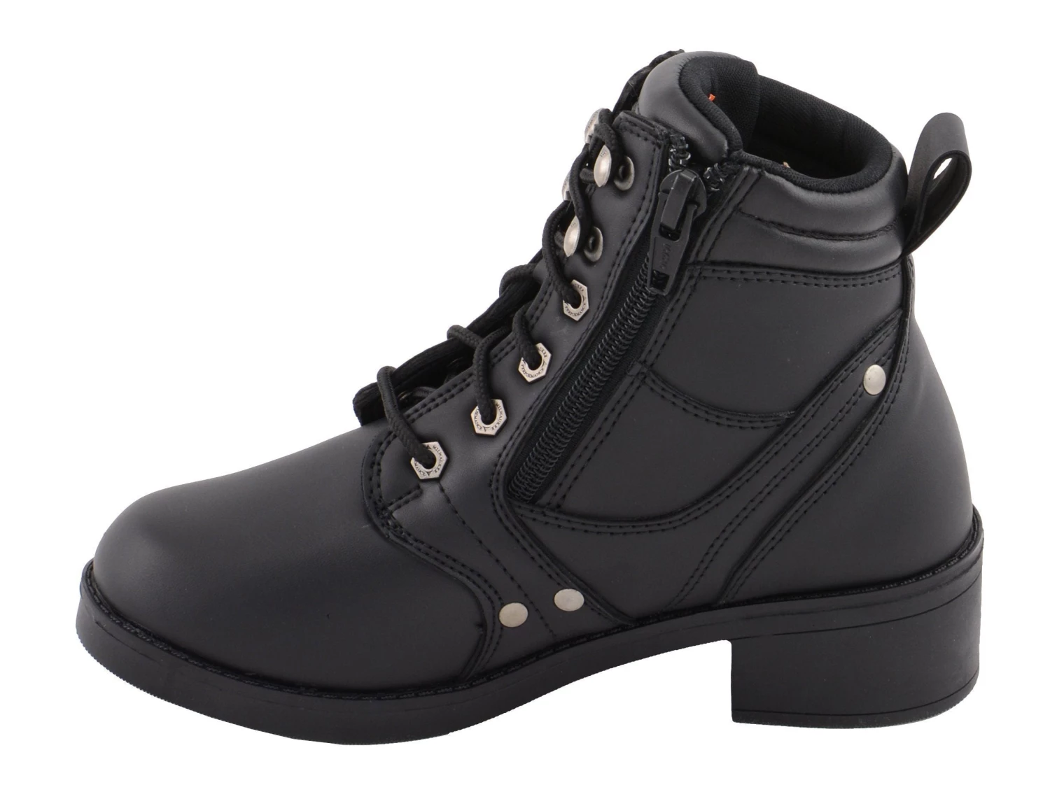 Milwaukee Leather MBK9265 Boys Black Lace-Up Boots With Side Zipper Entry
