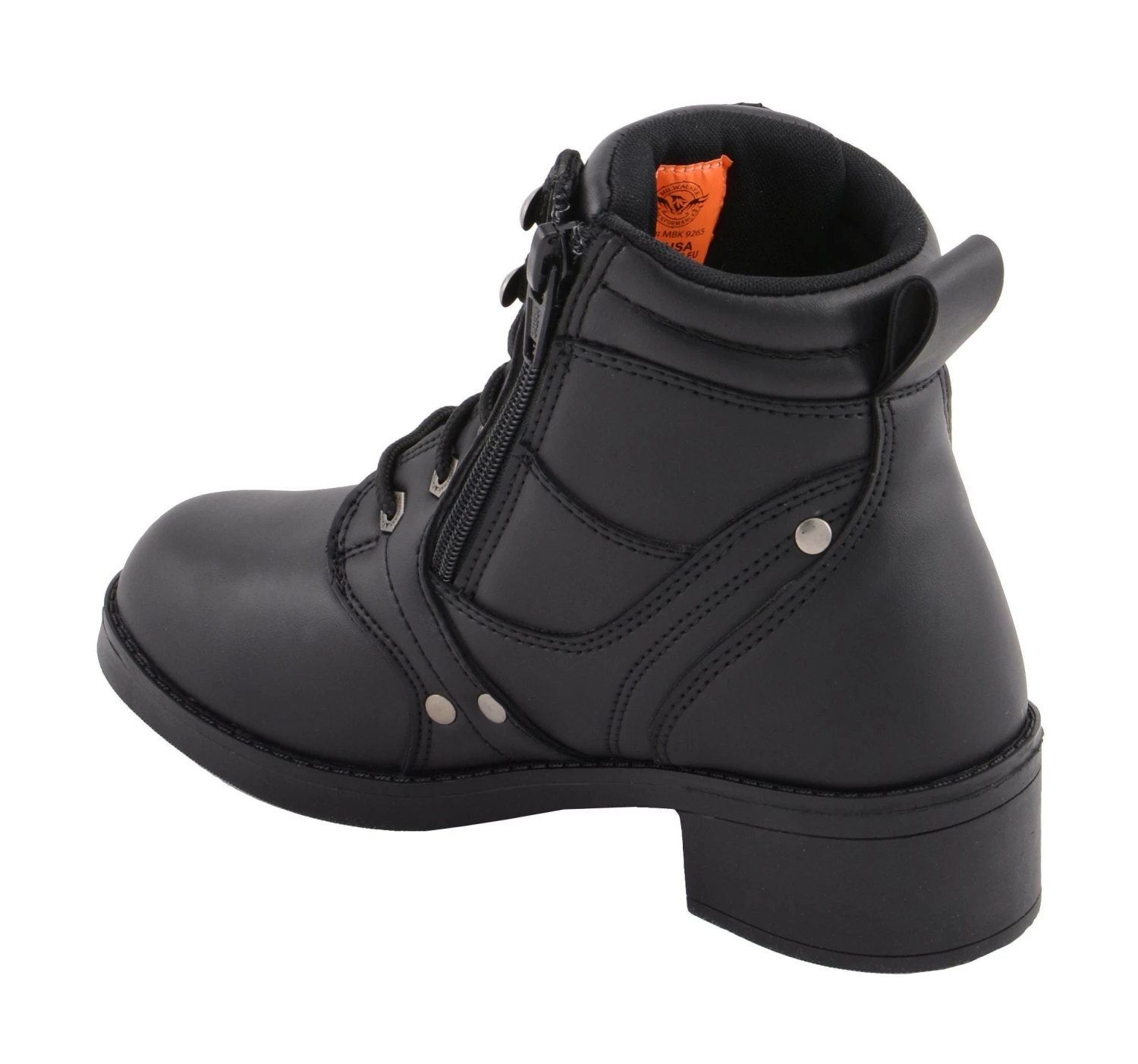 Milwaukee Leather MBK9265 Boys Black Lace-Up Boots With Side Zipper Entry