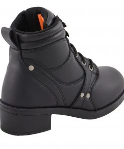 Milwaukee Leather MBK9265 Boys Black Lace-Up Boots With Side Zipper Entry
