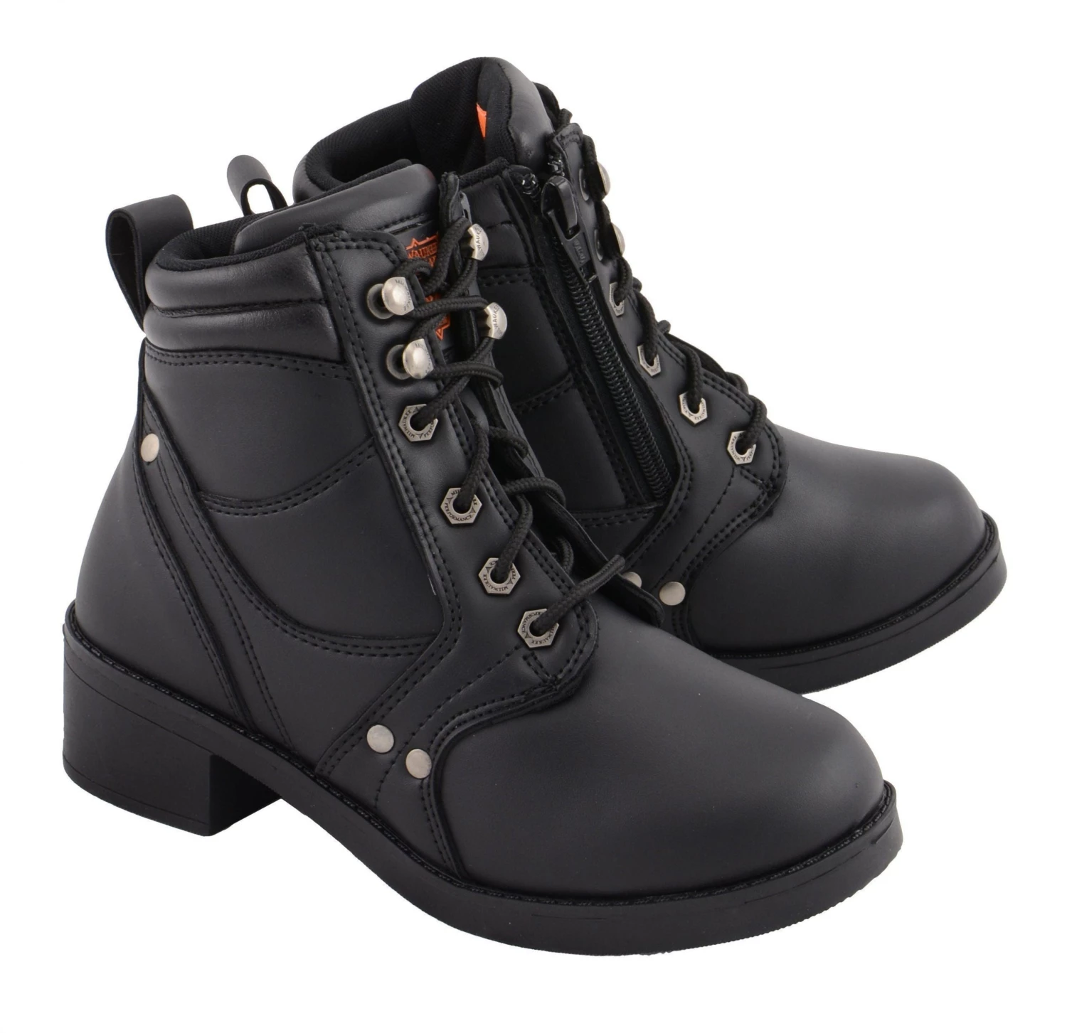 Milwaukee Leather MBK9265 Boys Black Lace-Up Boots With Side Zipper Entry