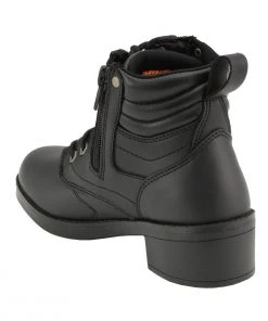 Kid's Gear Milwaukee Leather MBK9275 Boys Black Lace-Up Boots With Side Zipper Entry