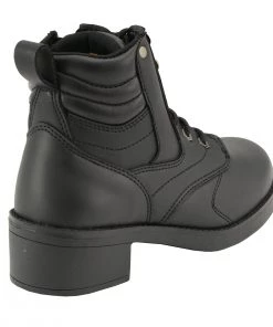 Kid's Gear Milwaukee Leather MBK9275 Boys Black Lace-Up Boots With Side Zipper Entry