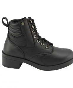 Kid's Gear Milwaukee Leather MBK9275 Boys Black Lace-Up Boots With Side Zipper Entry