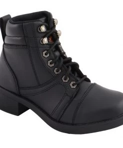 Kid's Gear Milwaukee Leather MBK9285 Boys Black Lace-Up Biker Style Boots