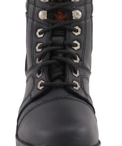 Kid's Gear Milwaukee Leather MBK9285 Boys Black Lace-Up Biker Style Boots