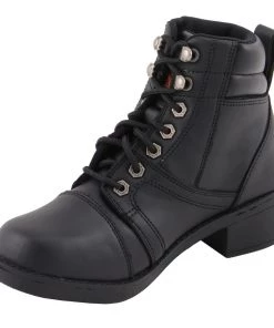 Kid's Gear Milwaukee Leather MBK9285 Boys Black Lace-Up Biker Style Boots