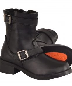 Milwaukee Leather MBK9290 Boys Black Classic Engineer Style Biker Boots Kid's Gear