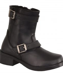 Milwaukee Leather MBK9290 Boys Black Classic Engineer Style Biker Boots Kid's Gear