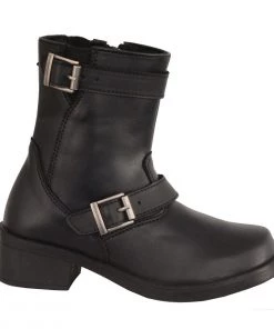 Milwaukee Leather MBK9290 Boys Black Classic Engineer Style Biker Boots Kid's Gear