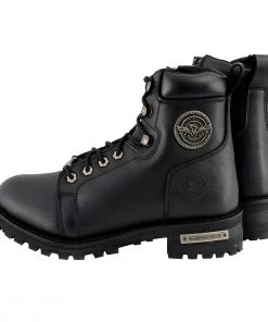 Milwaukee Leather MBL200 Women's Black Lace-Up Boots With Side Zipper