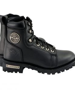 Milwaukee Leather MBL200 Women's Black Lace-Up Boots With Side Zipper