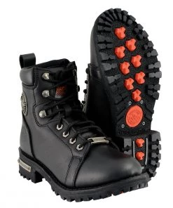 Milwaukee Leather MBL200 Women's Black Lace-Up Boots With Side Zipper