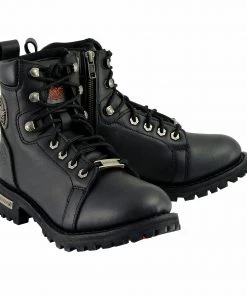 Milwaukee Leather MBL200 Women's Black Lace-Up Boots With Side Zipper
