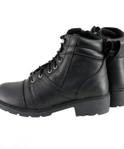 Milwaukee Leather MBL9300 Women's Black Lace-Up Leather Boots With Size Zipper