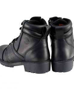 Milwaukee Leather MBL9300 Women's Black Lace-Up Leather Boots With Size Zipper
