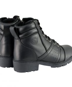 Milwaukee Leather MBL9300 Women's Black Lace-Up Leather Boots With Size Zipper
