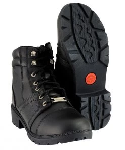 Milwaukee Leather MBL9300 Women's Black Lace-Up Leather Boots With Size Zipper