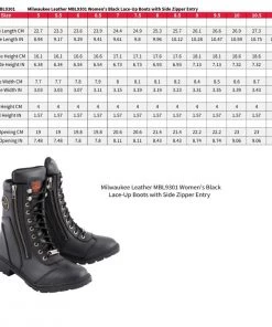 Milwaukee Leather MBL9301 Women's Black Lace-Up Boots With Side Zipper Entry Riding Gear