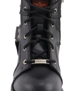 Riding Gear Milwaukee Leather MBL9302 Women's Black 8-Inch Lace-Up Harness Boots With Side Zipper Entry