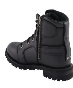 Riding Gear Milwaukee Leather MBL9302 Women's Black 8-Inch Lace-Up Harness Boots With Side Zipper Entry