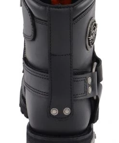 Riding Gear Milwaukee Leather MBL9302 Women's Black 8-Inch Lace-Up Harness Boots With Side Zipper Entry