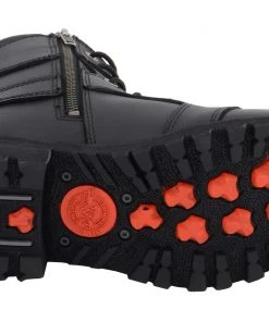 Riding Gear Milwaukee Leather MBL9302 Women's Black 8-Inch Lace-Up Harness Boots With Side Zipper Entry