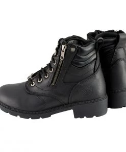 Milwaukee Leather MBL9320W Women's Black'Wide-Width' Lace-Up Motorcycle Boots Riding Gear
