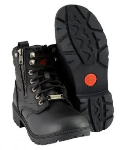 Milwaukee Leather MBL9320W Women's Black'Wide-Width' Lace-Up Motorcycle Boots Riding Gear