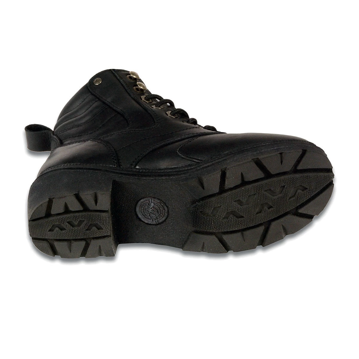 Riding Gear Milwaukee Leather MBL9320 Women's Black Lace-Up Moto Boots With Side Zipper