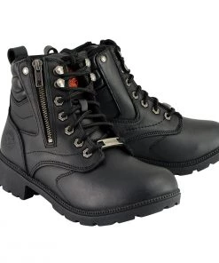 Milwaukee Leather MBL9320W Women's Black 'Wide-Width' Lace-Up Motorcycle Boots Riding Gear