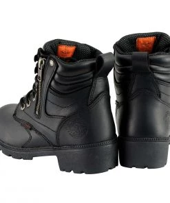 Milwaukee Leather MBL9321WP Women's Black Waterproof Lace-Up Boots With Side Zipper Riding Gear