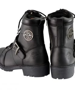 Riding Gear Milwaukee Leather MBL9325 Women's Black Lace-Up Leather Boots With Side Zipper
