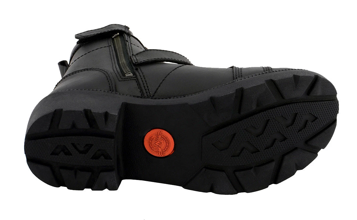 Riding Gear Milwaukee Leather MBL9325 Women's Black Lace-Up Leather Boots With Side Zipper