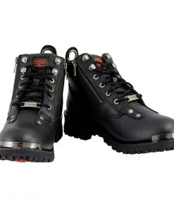 Milwaukee Leather MBL9335 Women's Black Low Cut Lace-Up Leather Riding Boots With Zippers Riding Gear