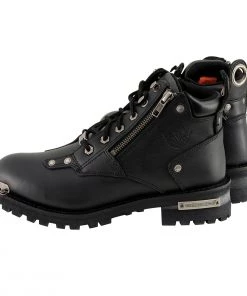 Milwaukee Leather MBL9335 Women's Black Low Cut Lace-Up Leather Riding Boots With Zippers Riding Gear