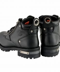 Milwaukee Leather MBL9335 Women's Black Low Cut Lace-Up Leather Riding Boots With Zippers Riding Gear