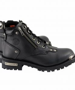 Milwaukee Leather MBL9335 Women's Black Low Cut Lace-Up Leather Riding Boots With Zippers Riding Gear