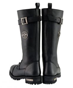 Riding Gear Milwaukee Leather MBL9355W Women's Wide Width Black 14 Inch Lace-Up High Rise Leather Boots