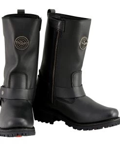 Milwaukee Leather MBL9360 Women's Black 11-Inch Harness Classic Square Toe Leather Boots