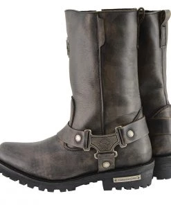 Milwaukee Leather MBL9361 Women's Distressed Brown 11-inch Classic Harness Square Toe Boots Riding Gear