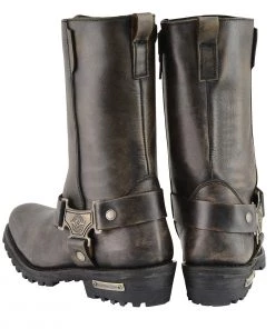Milwaukee Leather MBL9361 Women's Distressed Brown 11-inch Classic Harness Square Toe Boots Riding Gear