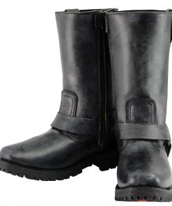 Milwaukee Leather MBL9362 Women's 11 Inch Distressed Grey Classic Harness Square Toe Leather Boots Riding Gear