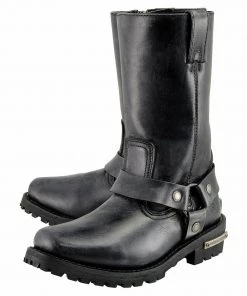 Milwaukee Leather MBL9362 Women's 11 Inch Distressed Grey Classic Harness Square Toe Leather Boots Riding Gear